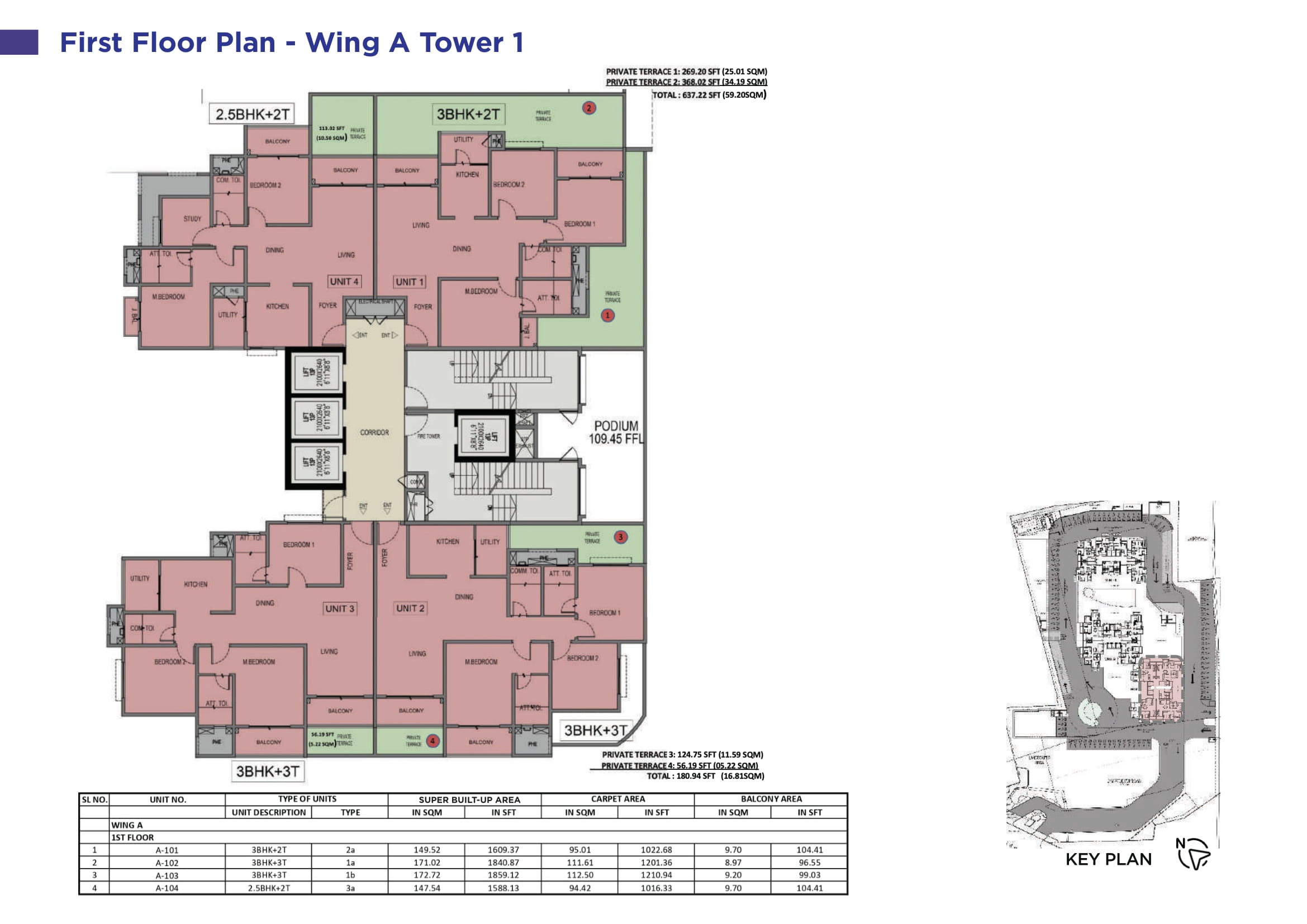 Sattva Forest Ridge 2 BHK Floor Plan