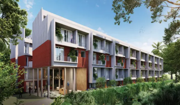 Architectural rendering of a new residential gated community on Kanakapura Road