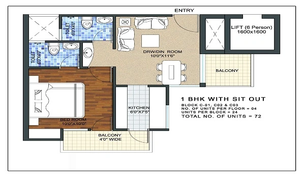 Featured Image of Sattva Forest Ridge 1 BHK Apartment Floor Plan